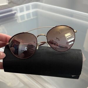 Barton Perreira Round Sunglasses in Gold Frame with Brown Gradient Lenses